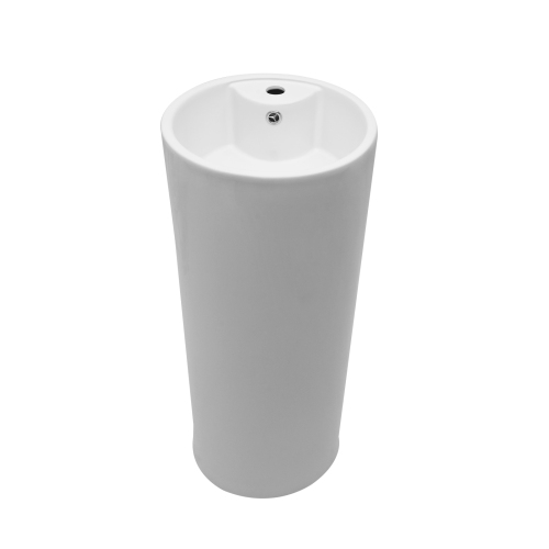 15" Classic White Ceramic Pedestal Sink Bathroom Sink Basin, Space-Saving Design for Powder Rooms, Kids' Bathrooms & Boutique Hotels - Image 6