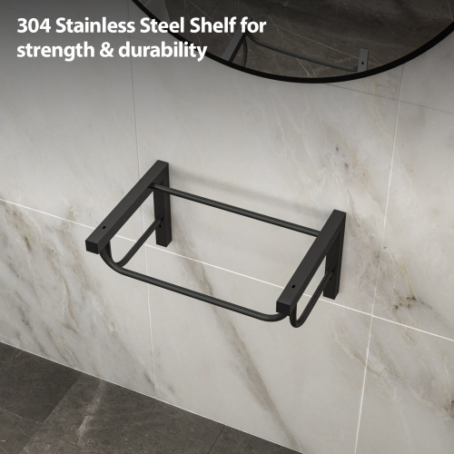19.88"x14.25" Wall-Mounted Rectangular Ceramic Bathroom Sink with Black Towel Bar & Overflow - Image 5