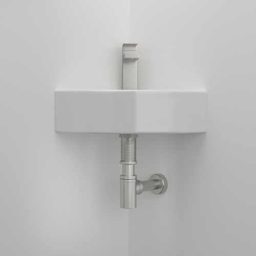 18 x13 Inch White Triangle Porcelain Ceramic Wall Mount Vessel Sink with Single Faucet Hole & Overflow - Image 4