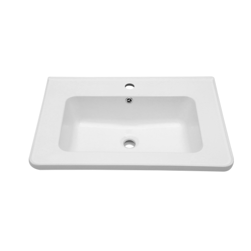 28" x 19" White Rectangular Single Vanity Top with 1 Faucet Hole and Overflow(Sink Only)