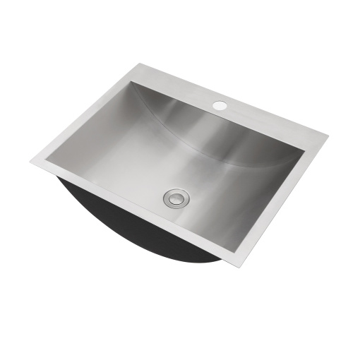 21"x17" Brushed Nickel Stainless Steel Drop-in Bathroom Sink with Pop Up Drain - Image 11