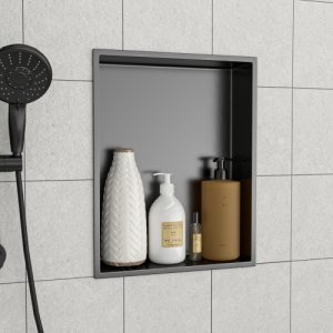 19" X 15" Stainless Steel Shower Niche, Gunmetal Black