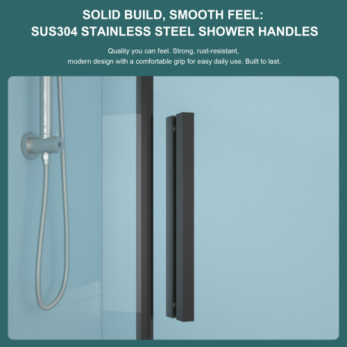 42" W X 76" H Diamond-Shaped Corner Shower Door, 5/16 In.(8Mm), Matte Black - Image 5