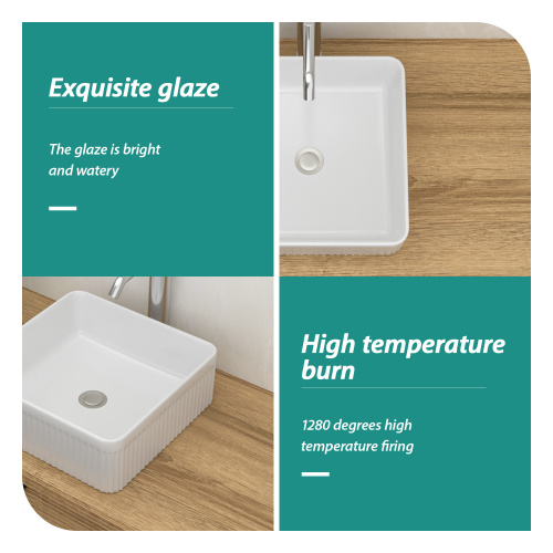 15.69"x15.69" White Ceramic Square Vessel Bathroom Sink - Image 5