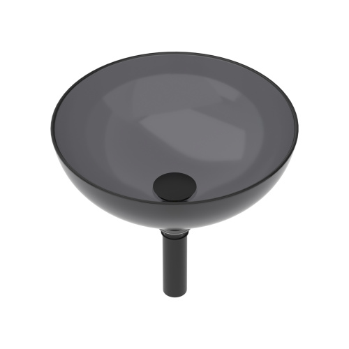 Bathroom Artistic Tempered Glass Vessel Bathroom Sink with Pop-up Drain, Grey - Image 3
