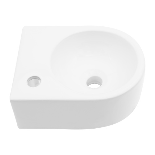13x10.44 Inch White Ceramic Rectangle Wall Mount Bathroom Sink with Single Faucet Hole - Image 2