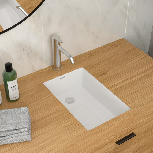 13.75"x20.25" White Ceramic Vertical Undermount Bathroom Sink with Overflow - Image 3
