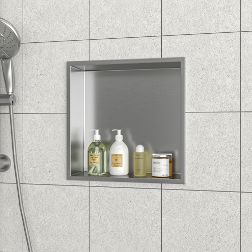 12" X 12" Stainless Steel Shower Niche, Brushed Nickel