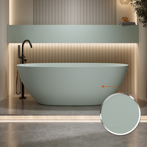 61'' Freestanding Bathtub Resin Stone Soaking Bathtub Solid Surface Modern Tubs With Overflow And Pop-Up Drain - Image 2