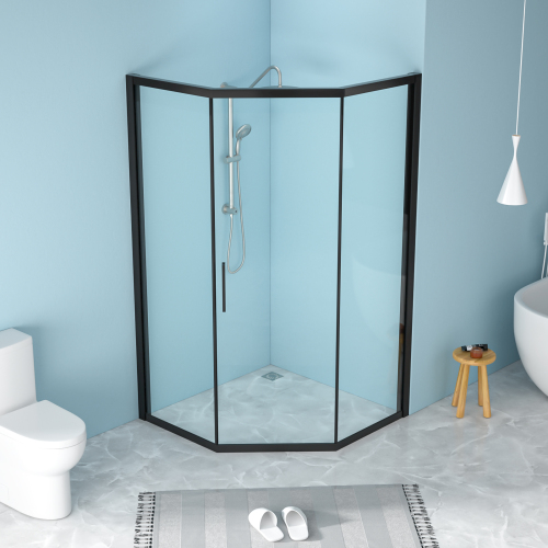 42" W X 76" H Diamond-Shaped Corner Shower Door, 5/16 In.(8Mm), Matte Black - Image 11