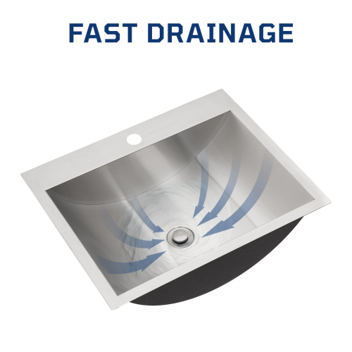 21"x17" Brushed Nickel Stainless Steel Drop-in Bathroom Sink with Pop Up Drain - Image 9