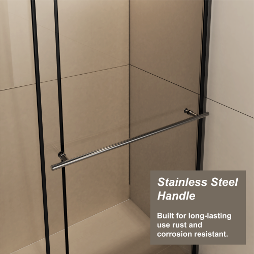 Glass Shower Door, 30 - 60 In.W X 72 In.H Shower Sliding Door Walk-In Shower Screen Dual Usage,1/4 Inch Thick Glass Panel With Stainless Steel Handle, Supporting Bar, Black - Image 6