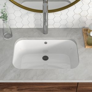 22 Inch Porcelain Undermount Sanitary Ware Washbasin Modern Rectangular White Household Bathroom Ceramic Basin Sink