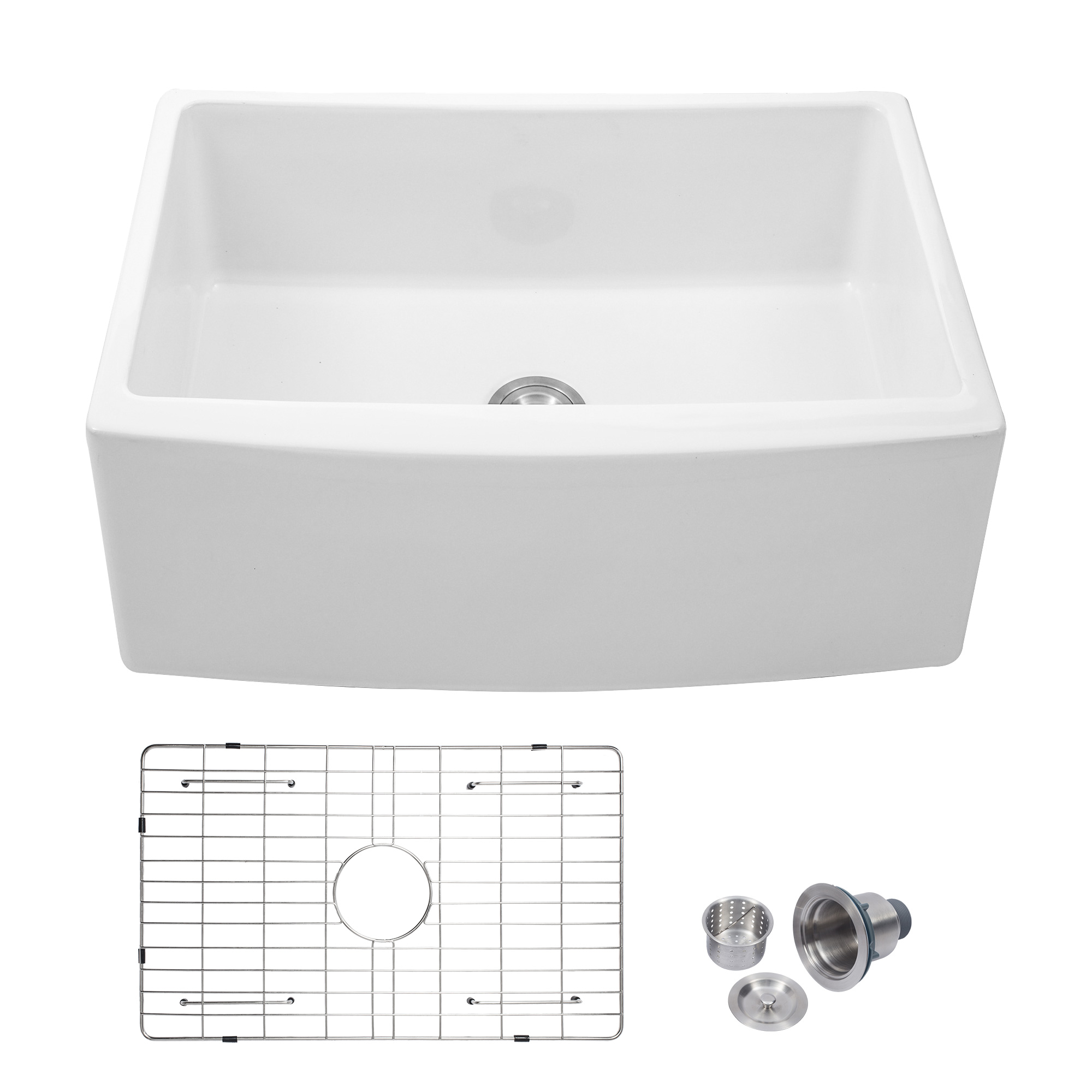 White Ceramic Kitchen Sink Single Bowl With Apron Front Farmhouse Installation Big Single Bowl Kitchen Sink