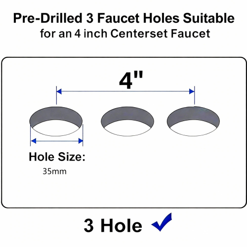 24"x19.7" White Rectangular Single Vanity Top with 4" Centerset Faucet 3 Holes and Overflow(Sink Only) - Image 5