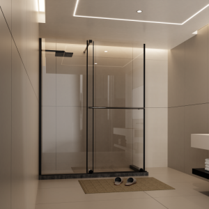 Glass Shower Door, 30 - 60 In.W X 72 In.H Shower Sliding Door Walk-In Shower Screen Dual Usage,1/4 Inch Thick Glass Panel With Stainless Steel Handle, Supporting Bar, Black