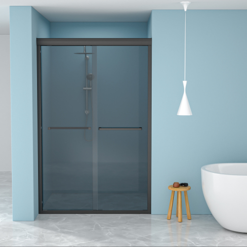 48"W X 76"H Double Sliding Glass Shower Door - 8Mm Tempered Glass With 304 Stainless Steel Frame, Matte Black - Image 11