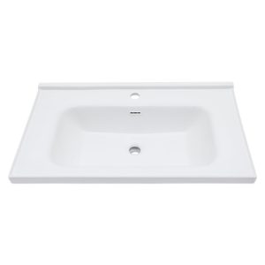 32"x20" White Rectangular Single Vanity Top with 1 Faucet Hole and Overflow(Sink Only)