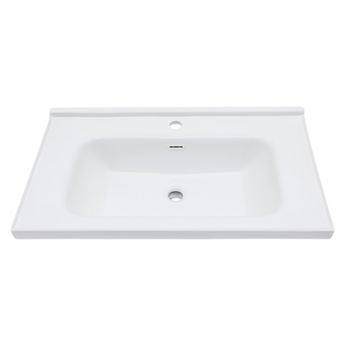 32"x20" White Rectangular Single Vanity Top with 1 Faucet Hole and Overflow(Sink Only)