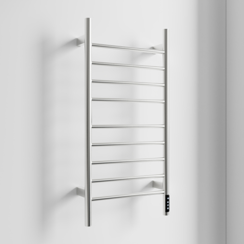 Brushed Nickel Heated Towel Rack For Bathroom,Wall Mounted With Intelligent Touch Screen Timer, 9-Bar Towel Warmer, 304 Stainless Steel Polished, Plug-In/Hard-Wired - Image 2