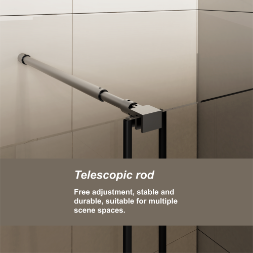 Glass Shower Door, 30 - 60 In.W X 72 In.H Shower Sliding Door Walk-In Shower Screen Dual Usage,1/4 Inch Thick Glass Panel With Stainless Steel Handle, Supporting Bar, Black - Image 5