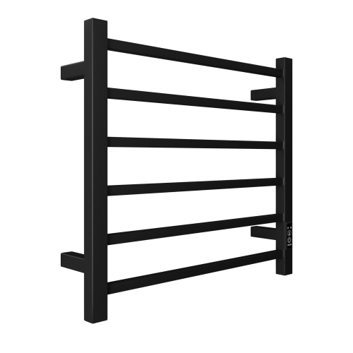 Towel Warmer 6 Bar Electric Heated Towel Rack Wall Mount Plug-In/Bath Towel Heater Matt-Black - Timer - Image 6