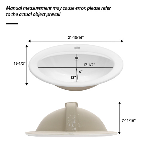 21.8 Inch Drop In Bathroom Sink White Porcelain 21.8x19.5inch Ceramic Vitreous Above Counter Vanity Lavatory Sink - Image 4