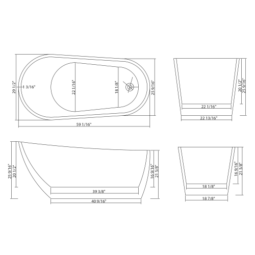59" Acrylic Freestanding Bathtub Contemporary Soaking White Tub With Chrome Overflow And Drain - Image 6