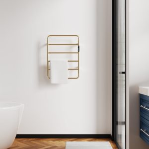 18.7" Heated Towel Rack For Bathroom,Wall Mounted With Intelligent Touch Screen Timer, 6-Bar Towel Warmer, 304 Stainless Steel Polished, Plug-In/Hard-Wired