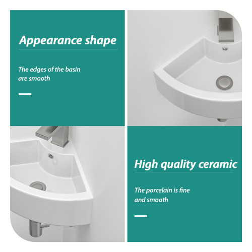 18 x13 Inch White Triangle Porcelain Ceramic Wall Mount Vessel Sink with Single Faucet Hole & Overflow - Image 2