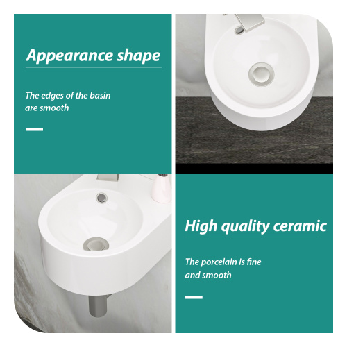13x10.44 Inch White Ceramic Rectangle Wall Mount Bathroom Sink with Single Faucet Hole - Image 4