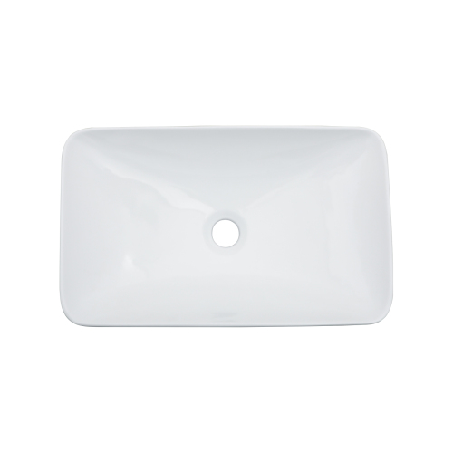 19"x12" White & Black Semi-Recessed Ceramic Bathroom Sink - Countertop Vessel Design - Image 7