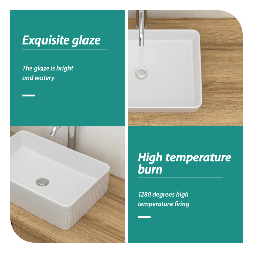 19.63"x13.69" White Ceramic Rectangular Vessel Bathroom Sink - Image 5
