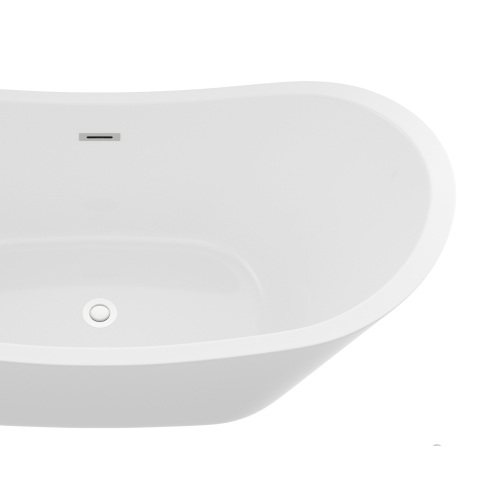 59" Acrylic Freestanding Bathtub, Stand Alone Soaking Tub, Glossy White Acrylic, Chrome Overflow & Pop-Up Drain - Image 4
