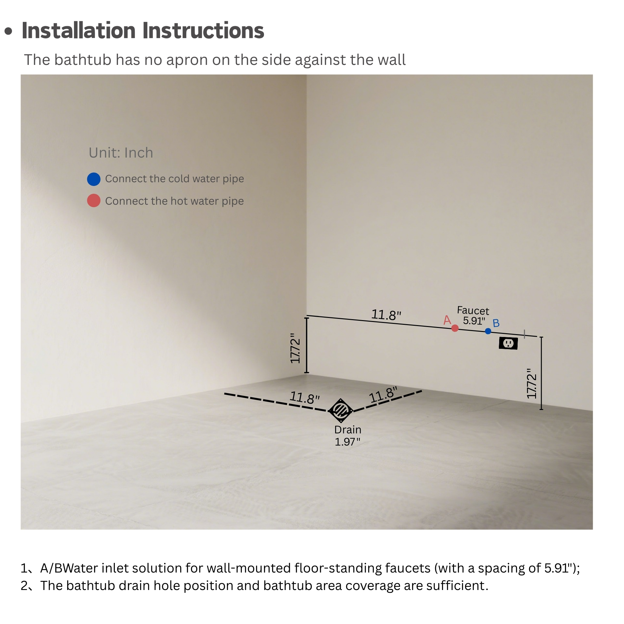 67" Whirlpool Bathtub ,Hydrotherapy Jetted Bathtub With Glass Panel, 7 Jets,3-Side Apron,89 Gallons,White - Image 14