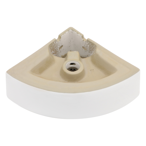 18 x13 Inch White Triangle Porcelain Ceramic Wall Mount Vessel Sink with Single Faucet Hole & Overflow - Image 9