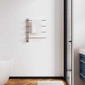 Brushed Nickel Heated Towel Rack For Bathroom,Wall Mounted With Intelligent Touch Screen Timer, 4-Bar Towel Warmer, 304 Stainless Steel Polished, Plug-In/Hard-Wired 
On-Site