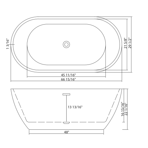 67" Acrylic Freestanding Bathtub, Elegant Oval Shape Soaking Bathtub, Glossy White, Chrome Overflow & Pop-Up Drain - Image 6