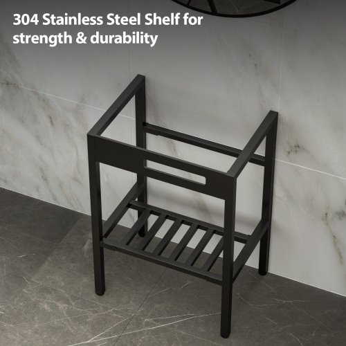 24" x 18" Bathroom Ceramic Console Sink with Overflow & Black Legs - Image 4