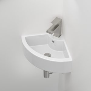 18 x13 Inch White Triangle Porcelain Ceramic Wall Mount Vessel Sink with Single Faucet Hole & Overflow