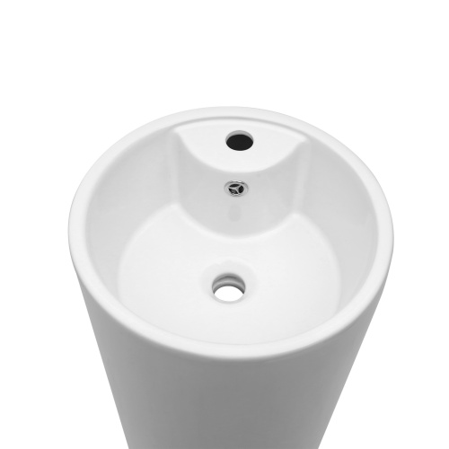 15" Classic White Ceramic Pedestal Sink Bathroom Sink Basin, Space-Saving Design for Powder Rooms, Kids' Bathrooms & Boutique Hotels - Image 7