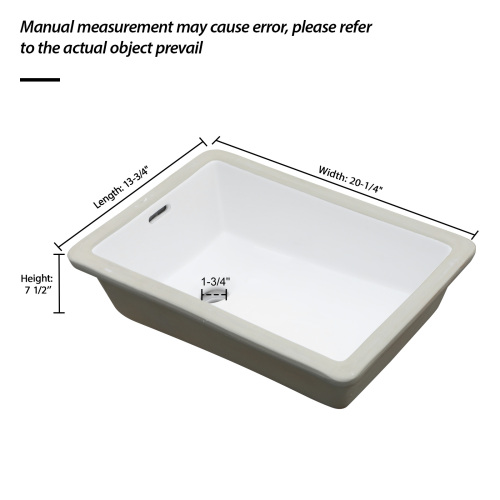 13.75"x20.25" White Ceramic Vertical Undermount Bathroom Sink with Overflow - Image 7