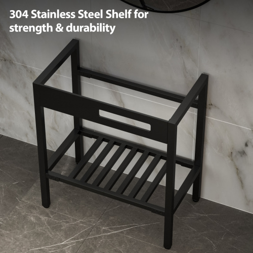 32" x 18.5" Bathroom Ceramic Console Sink with Overflow & Black Legs - Image 6
