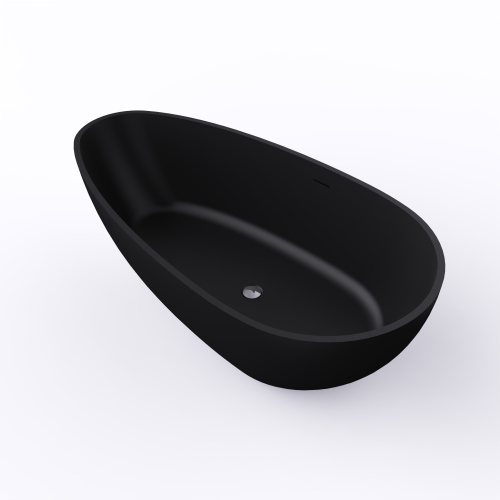 66.9 Inch Freestanding Solid Surface Soaking Bathtub For Bathroom - Image 4