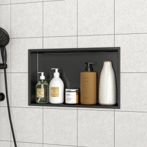 21" X 13" Stainless Steel Shower Niche, Gunmetal Black
