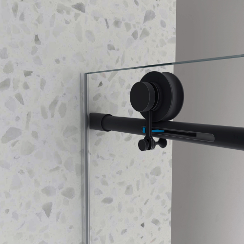 54"W X 76"H Black Frameless One Fixed And One Shifted Shower Door, 70Mm 304 Stainless Steel Large Pulleys With Adjustable Soft Closing Function,With Nano Easy Cleaning And Stick Explosion-Proof Menbrance - Image 7