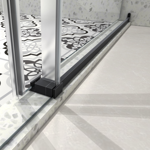 54"W X 76"H Black Frameless One Fixed And One Shifted Shower Door, 70Mm 304 Stainless Steel Large Pulleys With Adjustable Soft Closing Function,With Nano Easy Cleaning And Stick Explosion-Proof Menbrance - Image 9