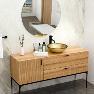 Bathroom Artistic Tempered Glass Vessel Bathroom Sink with Black Faucet and Pop-up Drain, Gold-foil Textured Tempered Glass Vanity Round Bowl