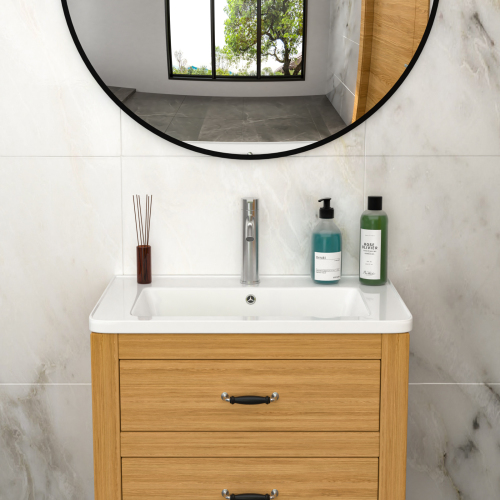 28" x 19" White Rectangular Single Vanity Top with 1 Faucet Hole and Overflow(Sink Only) - Image 7
