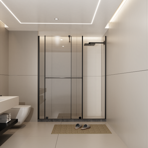 Glass Shower Door, 30 - 60 In.W X 72 In.H Shower Sliding Door Walk-In Shower Screen Dual Usage,1/4 Inch Thick Glass Panel With Stainless Steel Handle, Supporting Bar, Black - Image 9